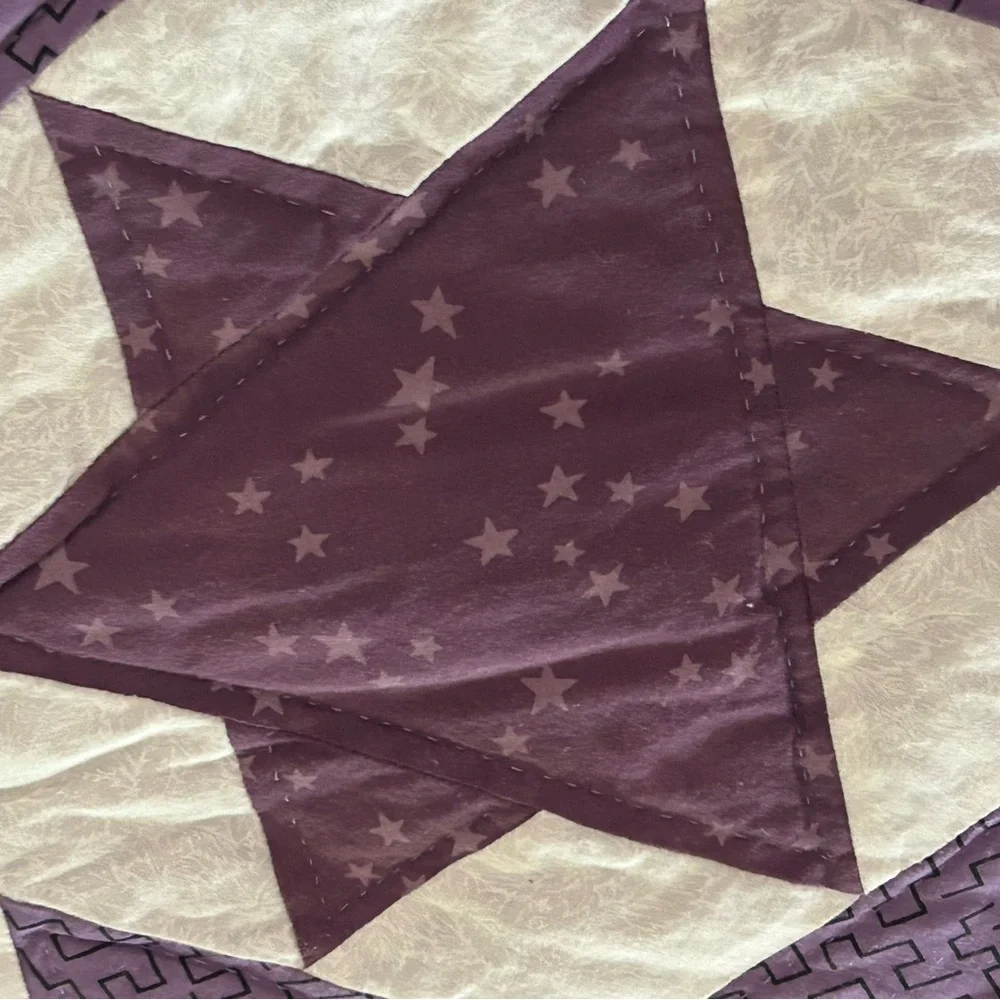 Quilted handcrafted wall hanging purple stars